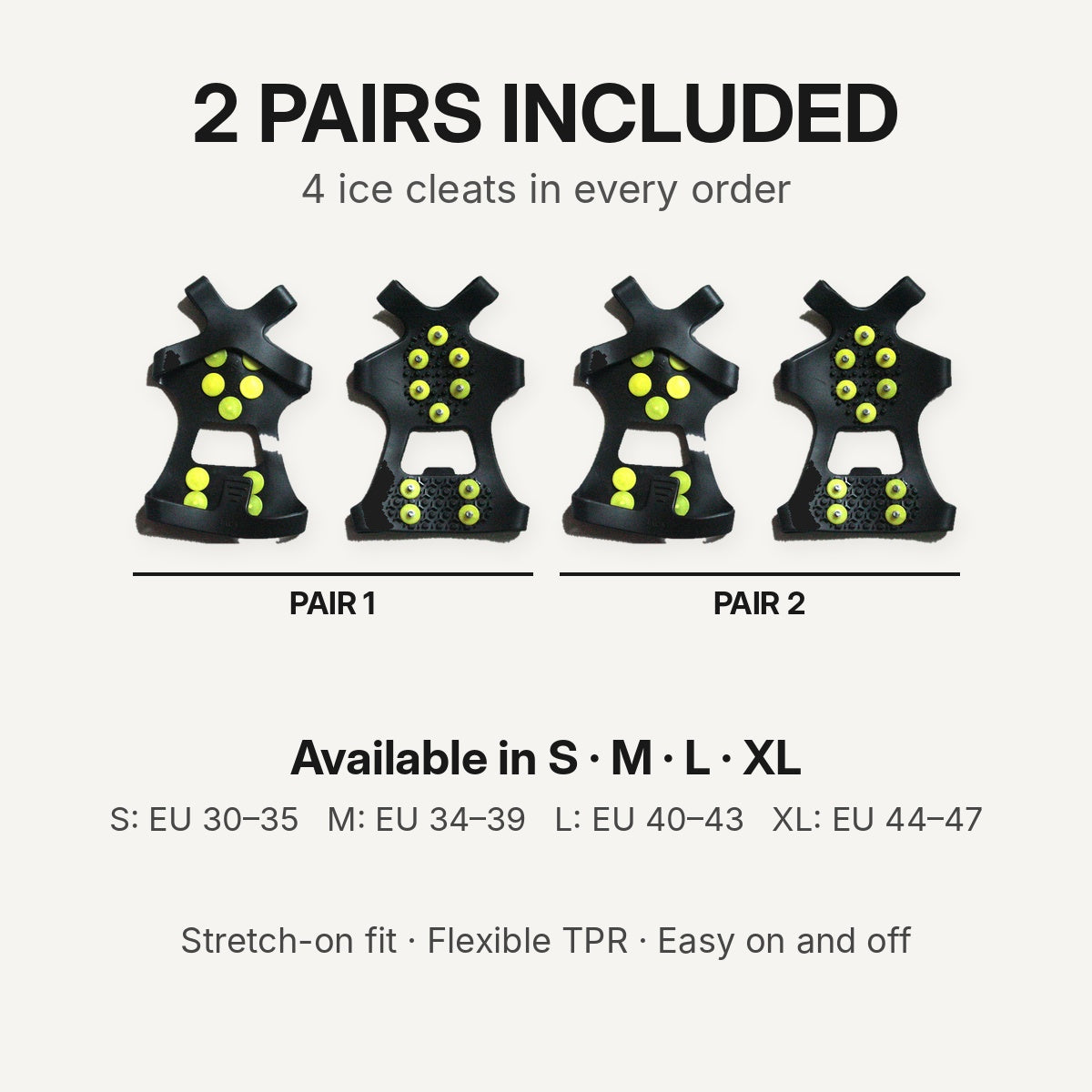 Northway Ice Grip Pro – Ice Cleats for Boots & Shoes, Anti-Slip Snow Traction (2 Pairs)